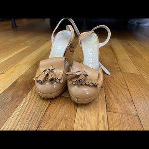 BURBERRY ankle strap platform shoes with tassel